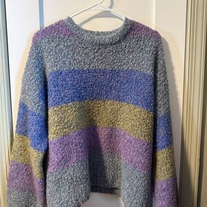 Forever 21 Cozy Striped Sweater - Blue, Purple, Yellow